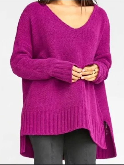 Show Me Your Mumu Deep Purple V-Neck Oversized Sweater